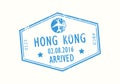 Hong Kong passport stamp. Visa stamp for travel. International airport grunge sign. Immigration, arrival and departure symbol. Royalty Free Stock Photo